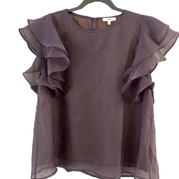 NEW Easel periwinkle flutter sleeve double ruffle blouse - Picture 1 of 8